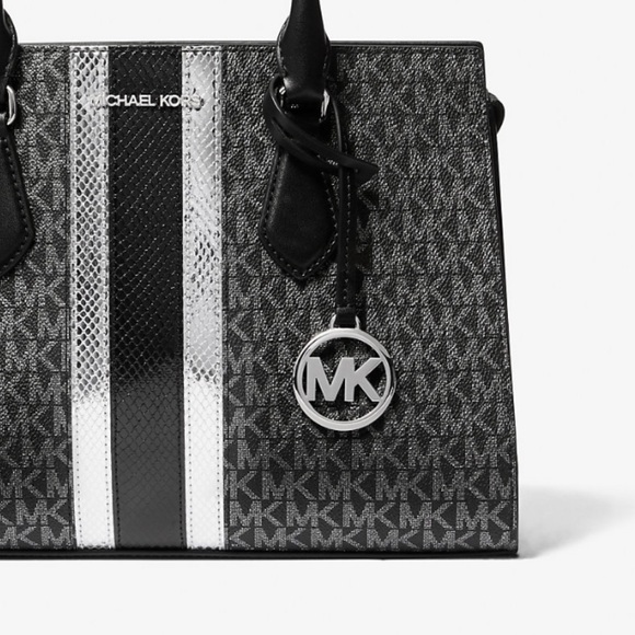 NWT MICHAEL MICHAEL KORS Sheila Medium Signature Logo and Metallic Satchel - Picture 6 of 6